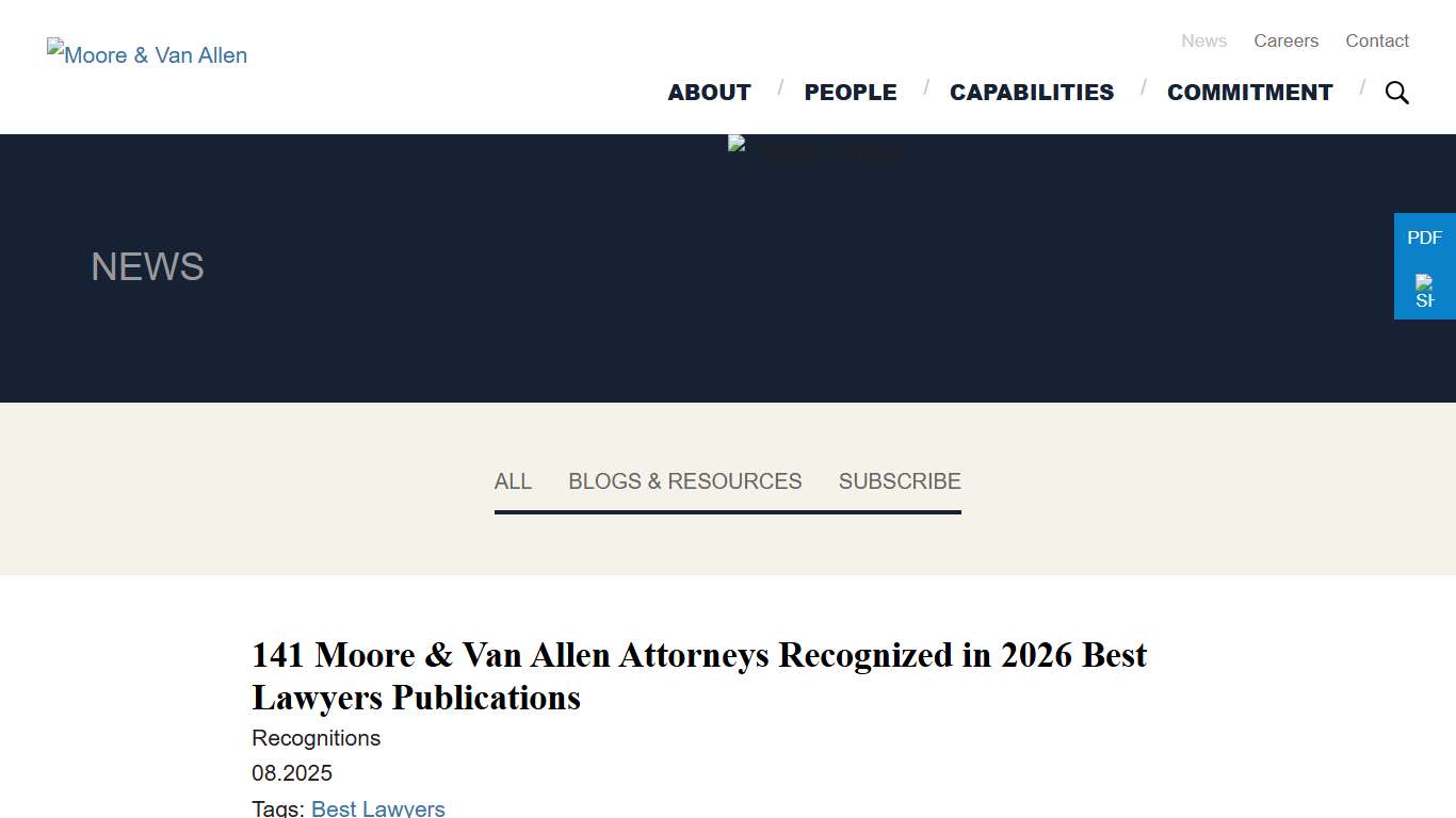 141 Moore & Van Allen Attorneys Recognized in 2026 Best Lawyers Publications: Moore & Van Allen